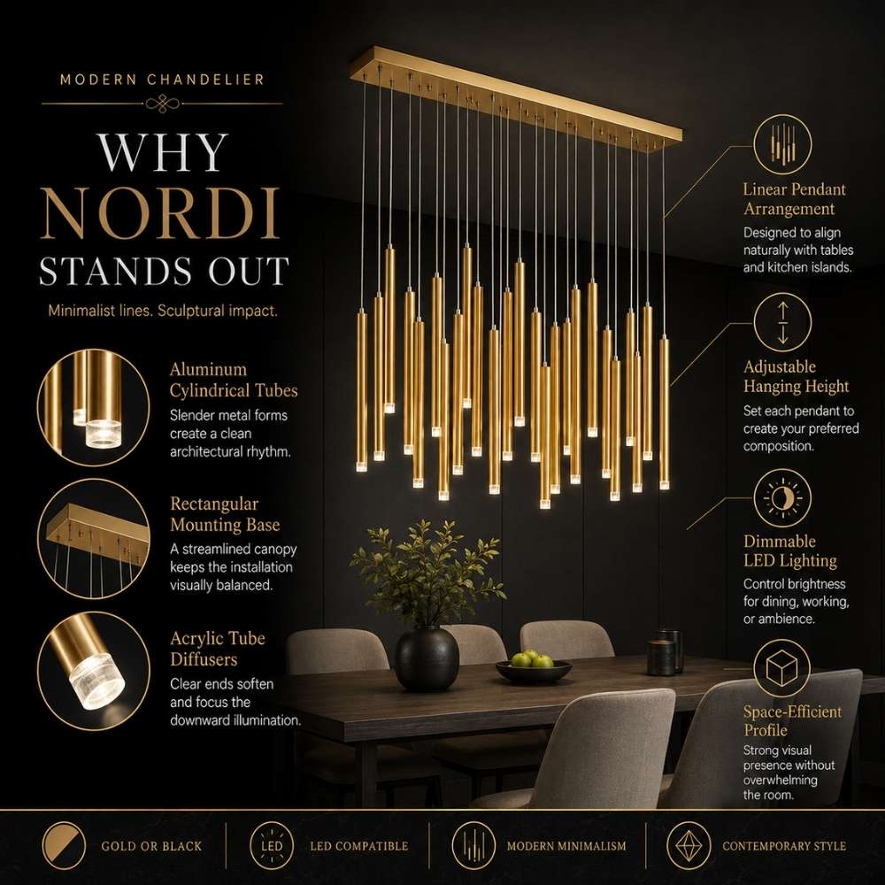 Nordi Rectangle Dining Room Chandelier Modern Chandelier