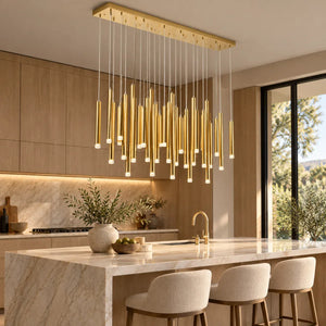 Nordi Rectangle Dining Room Chandelier Gold / 14 / Warm White 3000K Modern Chandelier