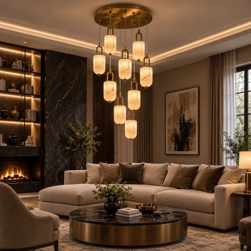 Norelle Alabaster Cluster Chandelier 1 / White Light 6000K Modern Chandelier