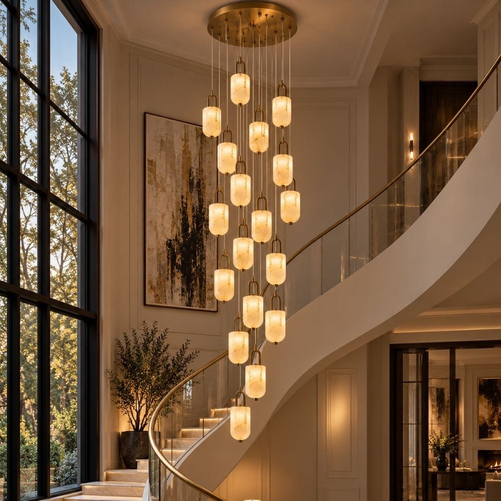 Norelle Alabaster Cluster Chandelier 18 / White Light 6000K Modern Chandelier