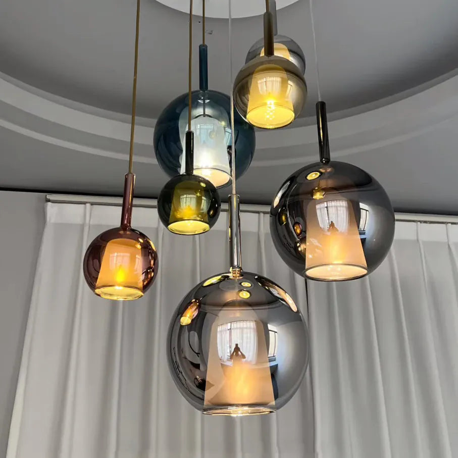 Noreva Smoked Glass Cluster Chandelier Modern Chandelier