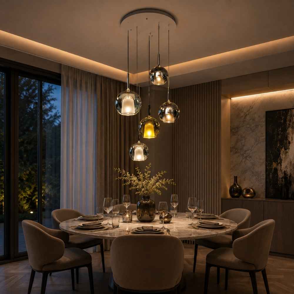 Noreva Smoked Glass Cluster Chandelier Modern Chandelier