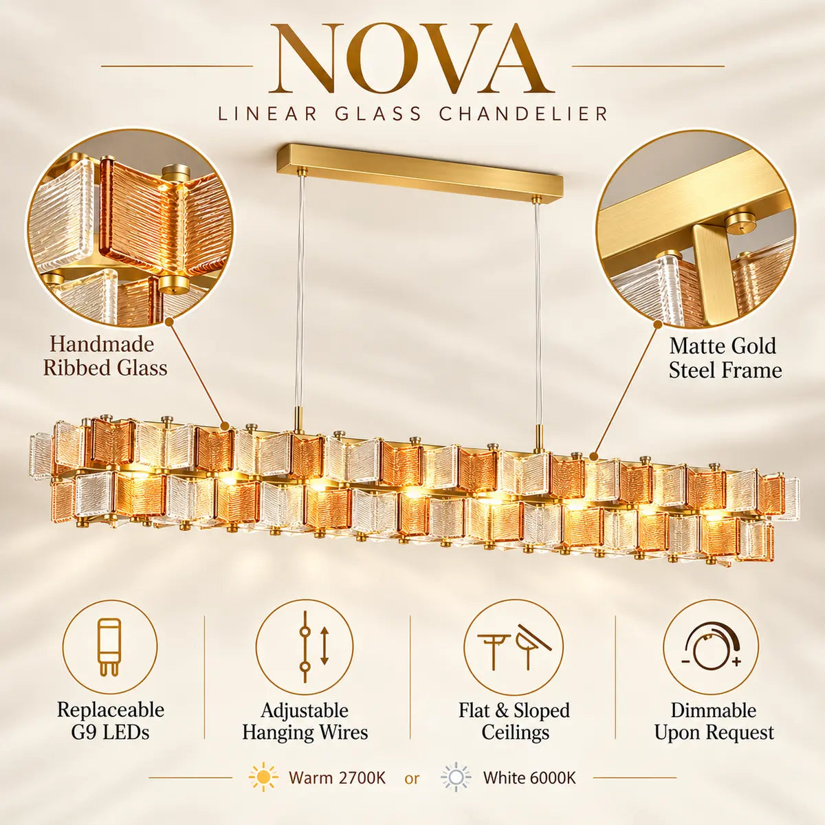 Nova Contemporary Glass Chandelier Modern Chandelier