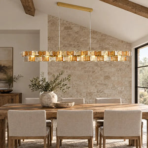 Nova Contemporary Glass Chandelier Rectangle 49.21"(125cm) / Amber-Transparent / Warm light 2700K Modern Chandelier