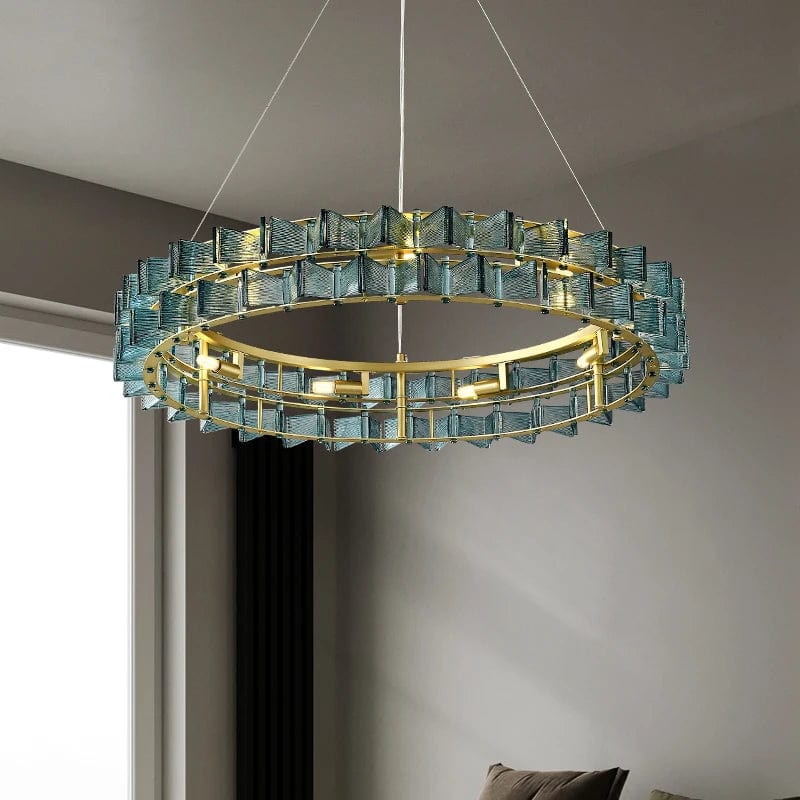 Nova Contemporary Glass Chandelier Round 30.71"(78cm) / Blue / White light Modern Chandelier