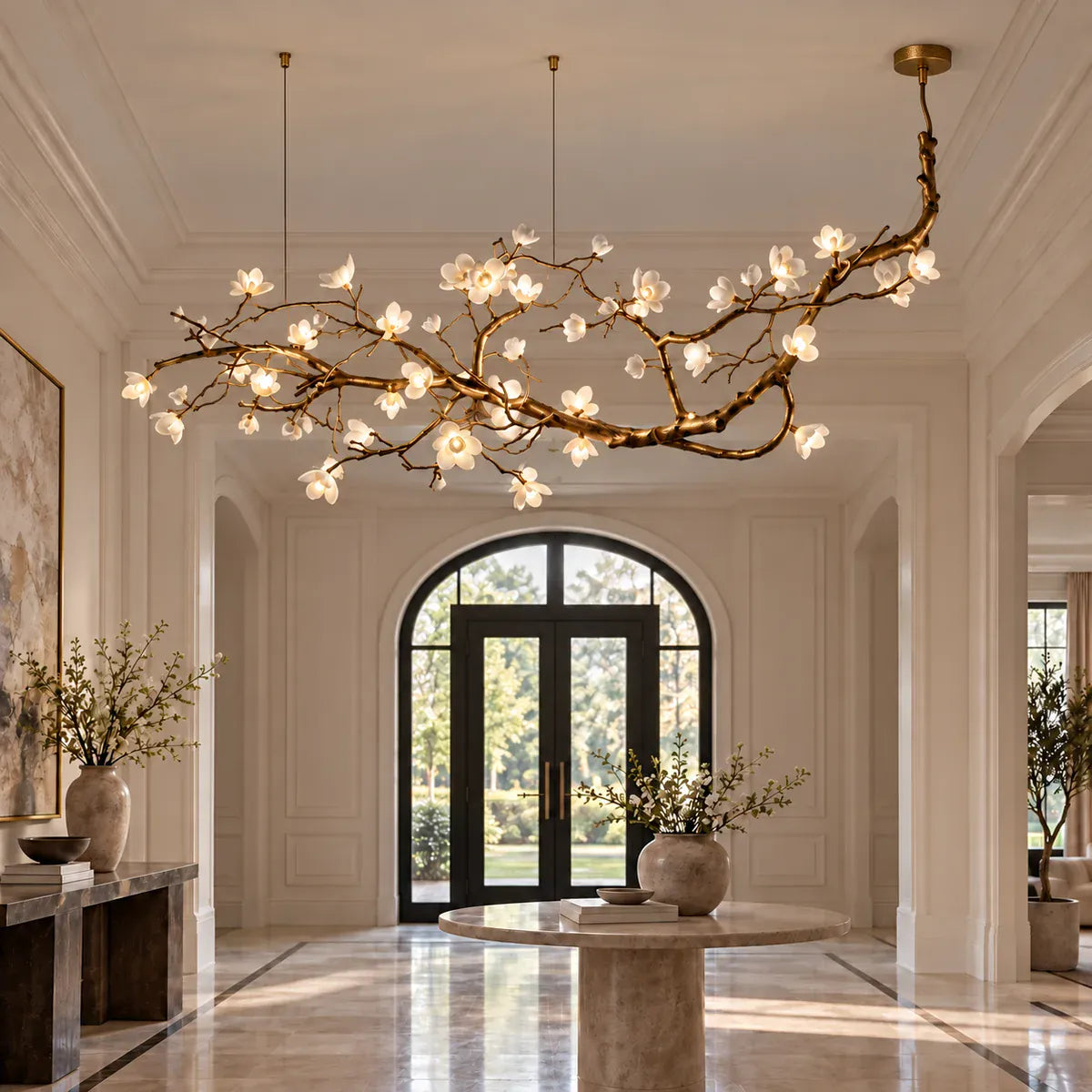 Nyra Modern Tree Branch Chandelier | Ceramic Flower Light – Modern