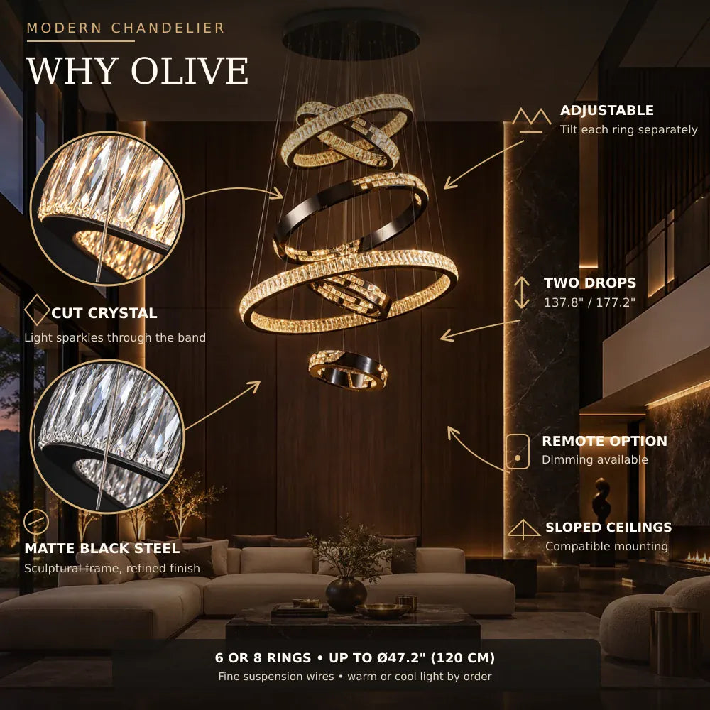 Olive Black Staircase Chandelier Modern Chandelier