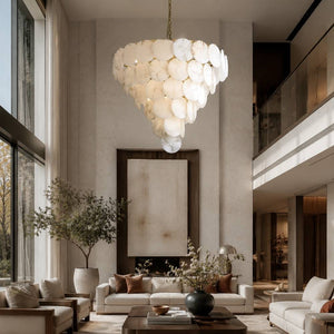 Orelia Sculptural Marble Chandelier 5 Tier D35" / Warm Light 2700K Modern Chandelier