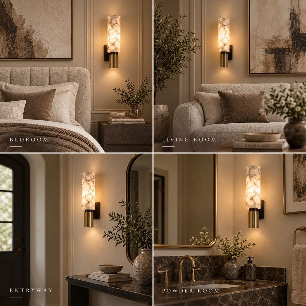 Orlisse Marble Cylinder Wall Sconce Modern Chandelier
