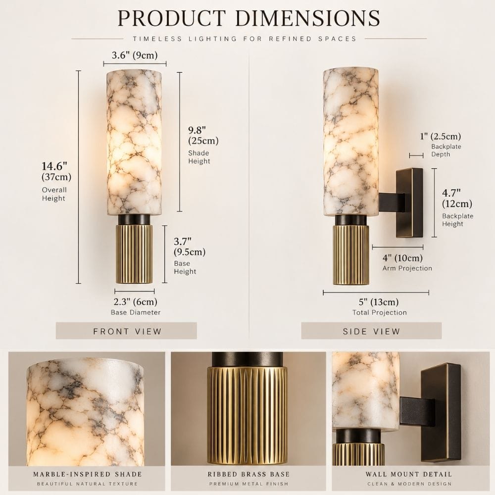 Orlisse Marble Cylinder Wall Sconce Modern Chandelier
