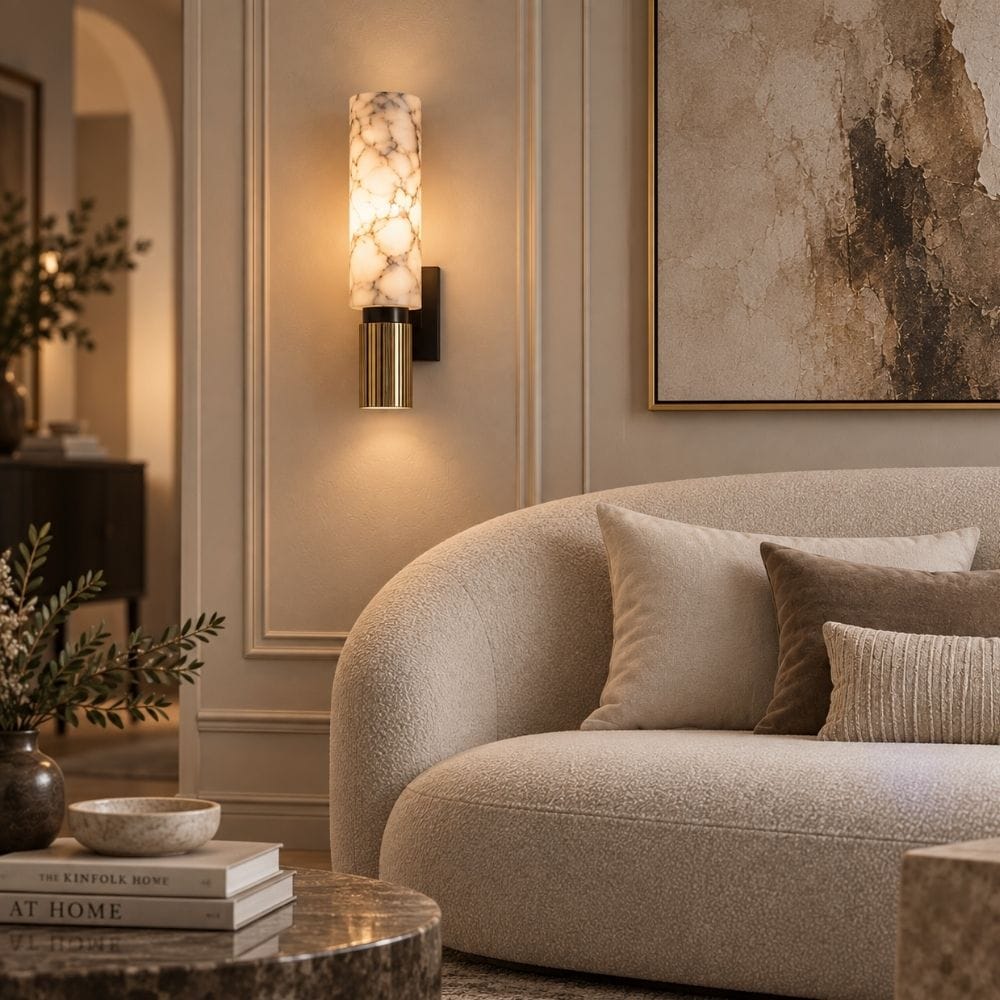Orlisse Marble Cylinder Wall Sconce Warm Light 2700K Modern Chandelier