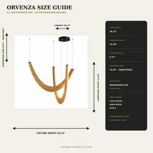 Orvenza Curved Wood LED Chandelier Modern Chandelier