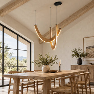 Orvenza Curved Wood LED Chandelier Modern Chandelier
