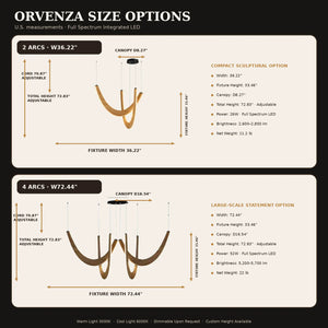 Orvenza Curved Wood LED Chandelier Modern Chandelier