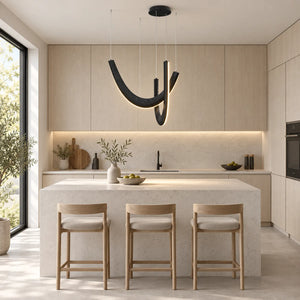 Orvenza Curved Wood LED Chandelier 2 / Black / Warm White 3000K Modern Chandelier