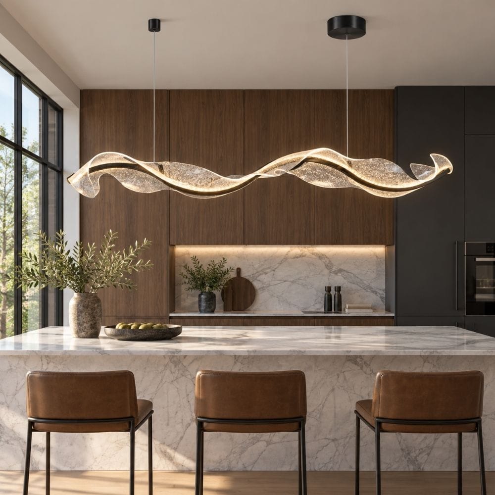 Paige Linear Dining Room Chandelier Black / L39.37" (100 cm) / Warm White 3000K Modern Chandelier