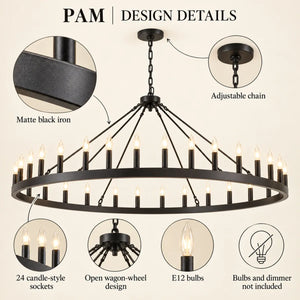 Pam Rustic Wagon Wheel Chandelier Modern Chandelier