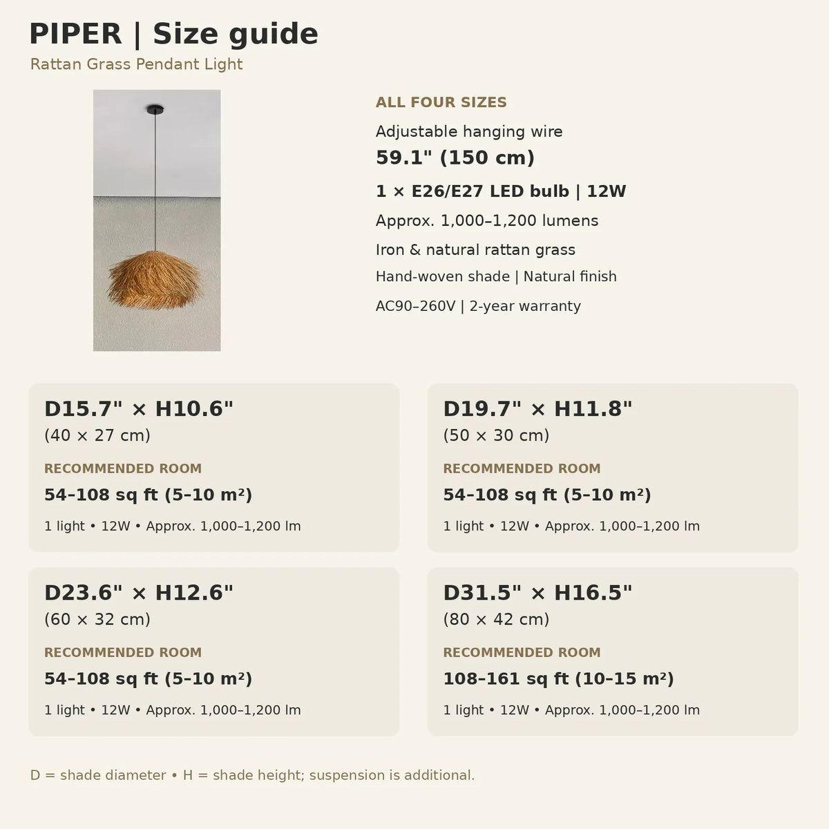 Piper Rattan Pendant Chandelier Modern Chandelier