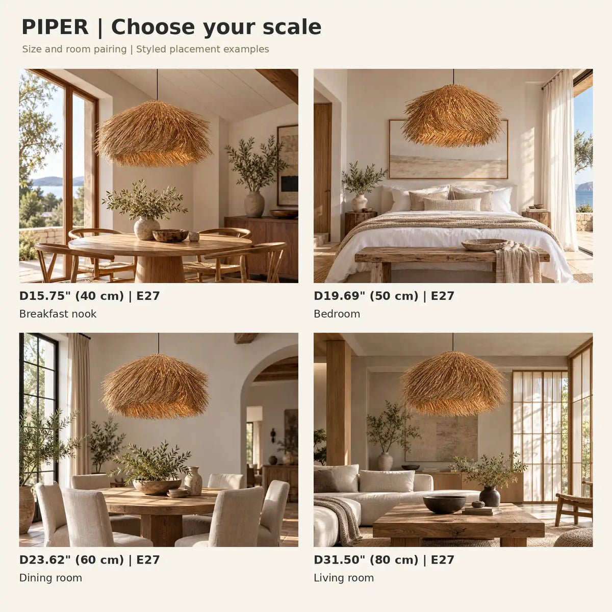 Piper Rattan Pendant Chandelier Modern Chandelier