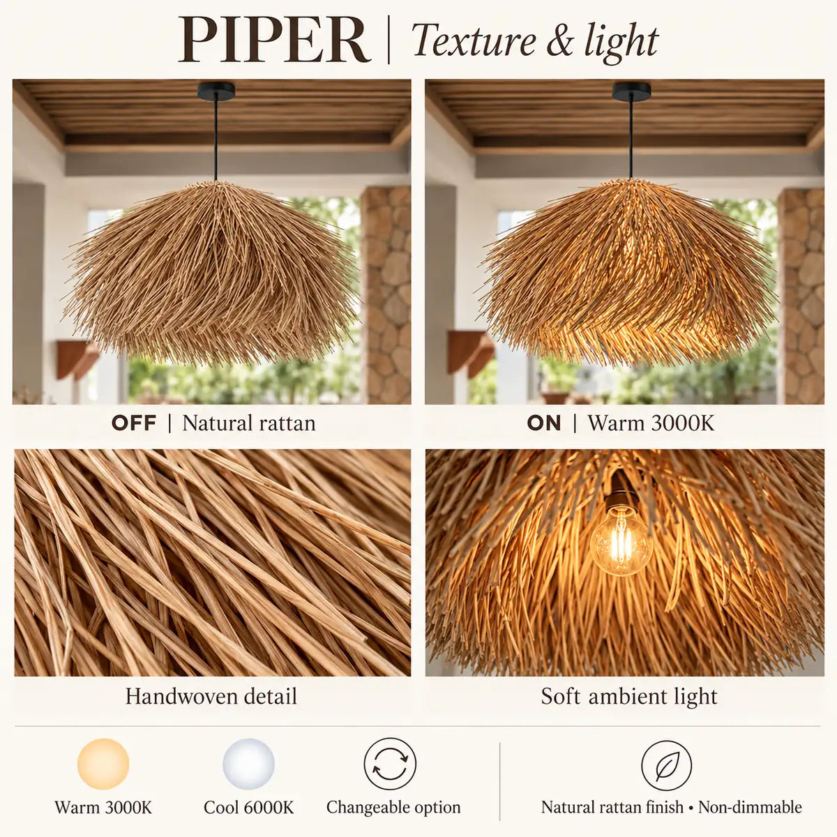Piper Rattan Pendant Chandelier Modern Chandelier