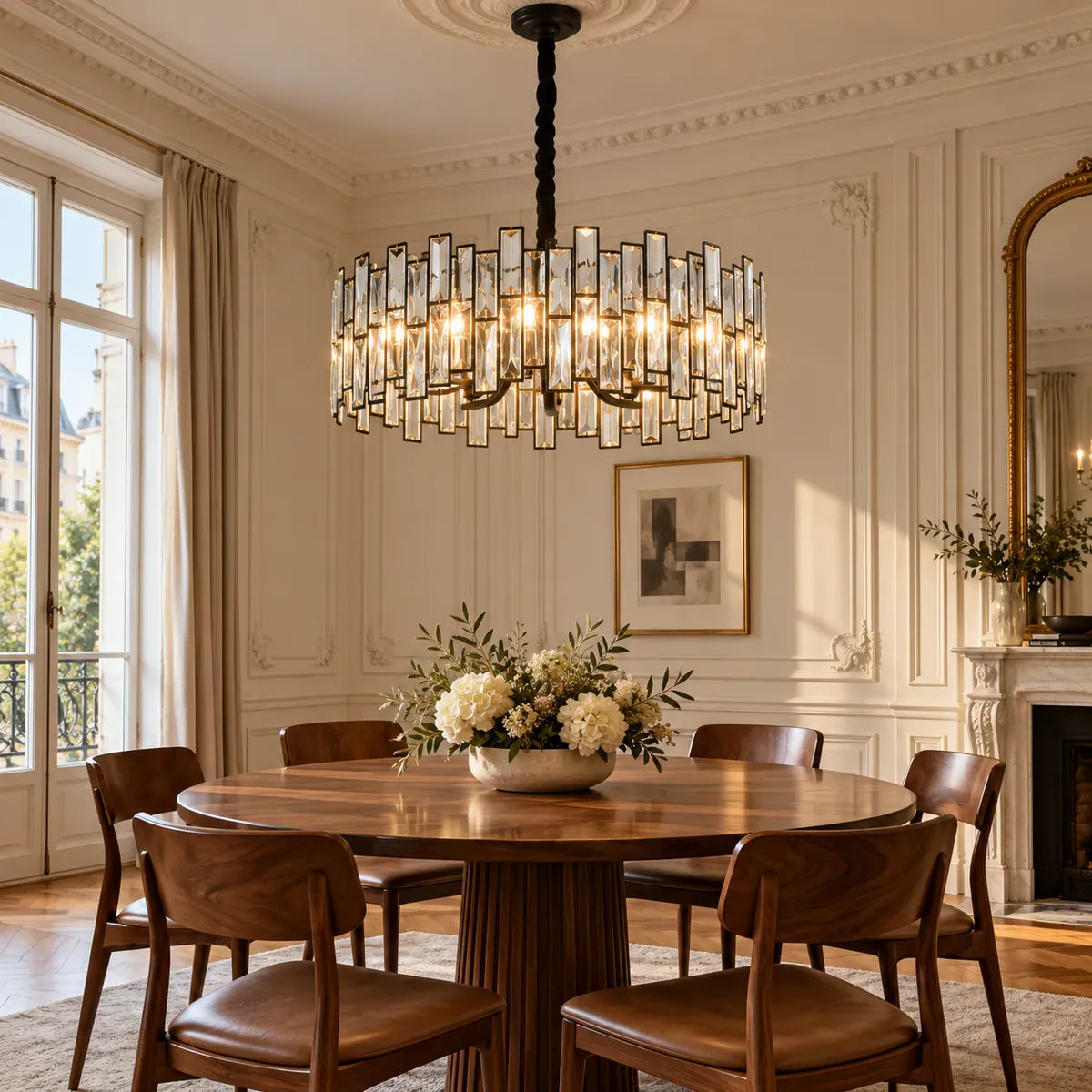 Polly Modern Ceiling Crystal Chandelier Round 23.62"(D60cm) / Warm White 3000K Modern Chandelier