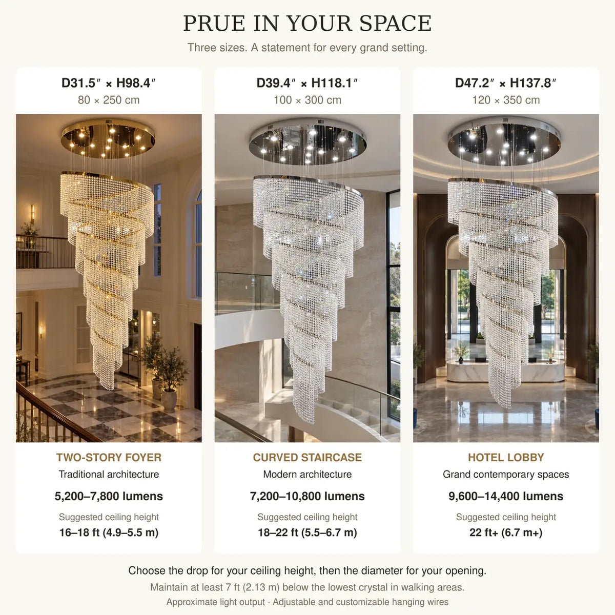 Prue Extra Large Crystal Chandelier Modern Chandelier