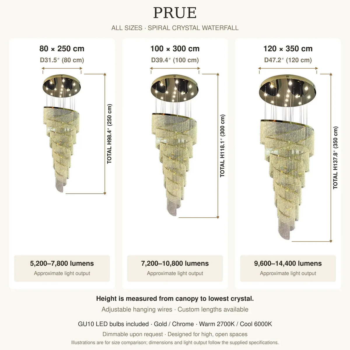 Prue Extra Large Crystal Chandelier Modern Chandelier