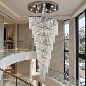 Prue Extra Large Crystal Chandelier Chrome / H98.43" (250 cm) / Warm light 2700K Modern Chandelier