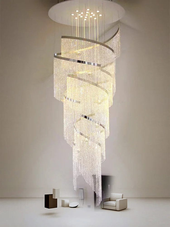 Prue Extra Large Crystal Chandelier designed for high ceilings and two-story spaces
