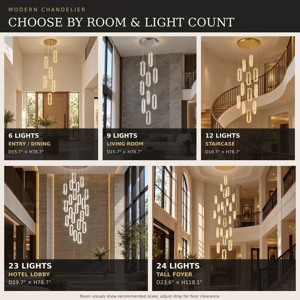 Rae Crystal Staircase Chandelier Modern Chandelier