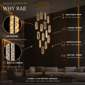 Rae Crystal Staircase Chandelier Modern Chandelier