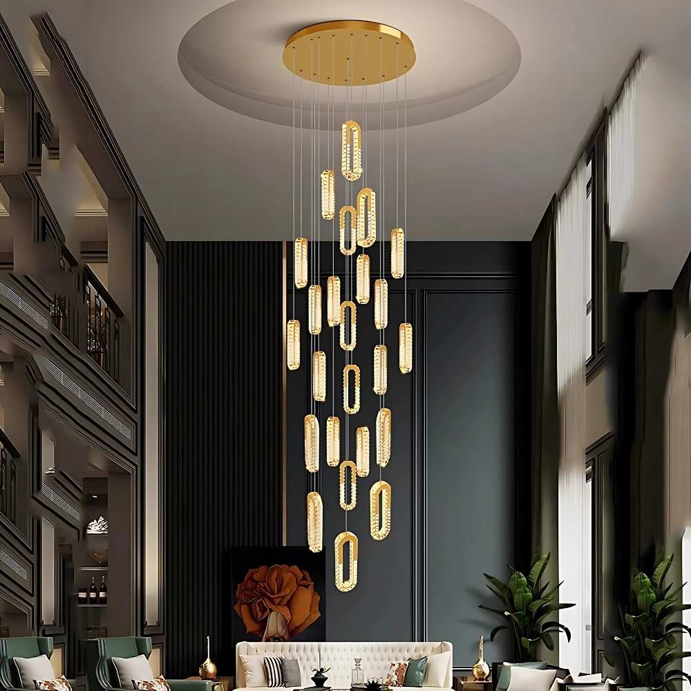 Rae Crystal Staircase Chandelier 6 / Warm White Modern Chandelier