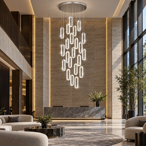 Rae Crystal Staircase Chandelier Chrome / 6 / Warm White 3000K Modern Chandelier