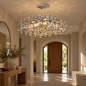 Raka Luxury Chrome Crystal Chandelier Modern Chandelier