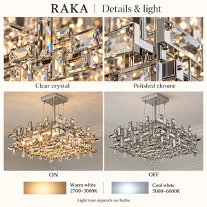 Raka Luxury Chrome Crystal Chandelier Modern Chandelier
