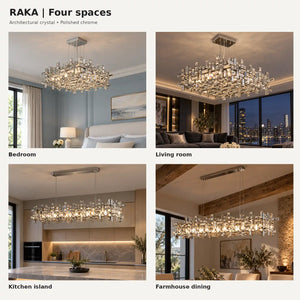 Raka Luxury Chrome Crystal Chandelier Modern Chandelier