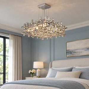 Raka Luxury Chrome Crystal Chandelier Modern Chandelier
