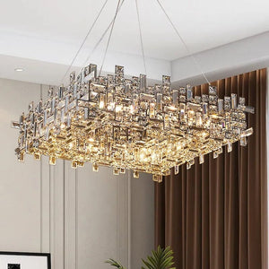 Raka Luxury Chrome Crystal Chandelier Modern Chandelier