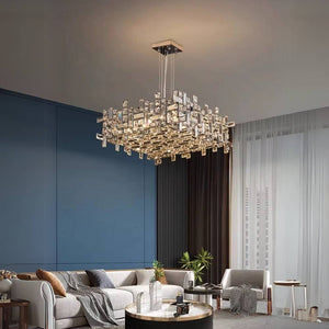 Raka Luxury Chrome Crystal Chandelier Sqare 50cm Modern Chandelier