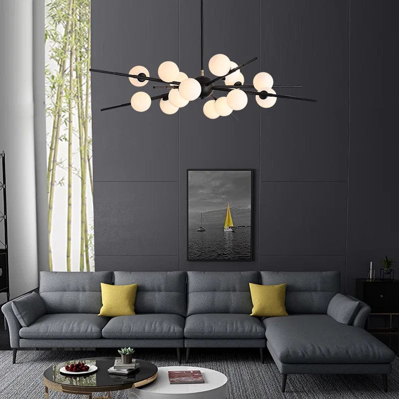 Ray Modern Sputnik Chandelier Black / 12 / Warm White Modern Chandelier