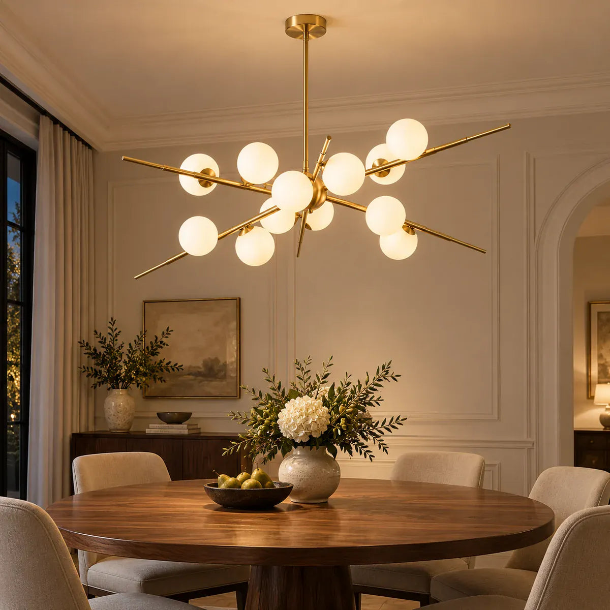Ray Modern Sputnik Chandelier Gold / 12 / Warm White 2700K Modern Chandelier