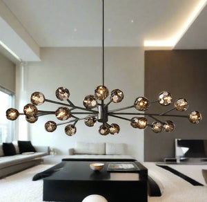 Robin Boule de Crystal Chandelier Black / Warm White 3000K / D80xH20cm 9-Light Modern Chandelier