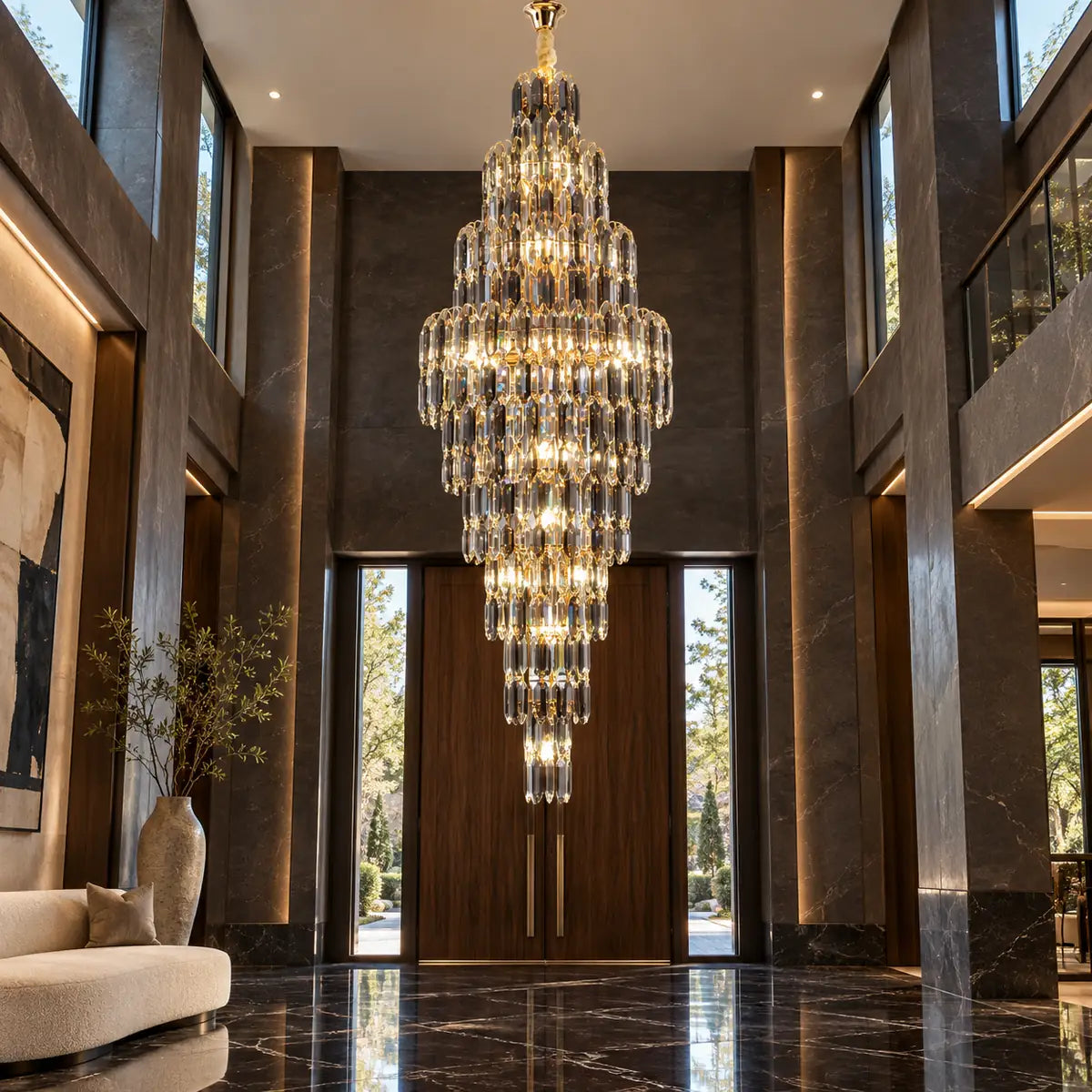 Rose Crystal Foyer Chandelier H47.24" (120 cm) / Warm light 2700K Modern Chandelier