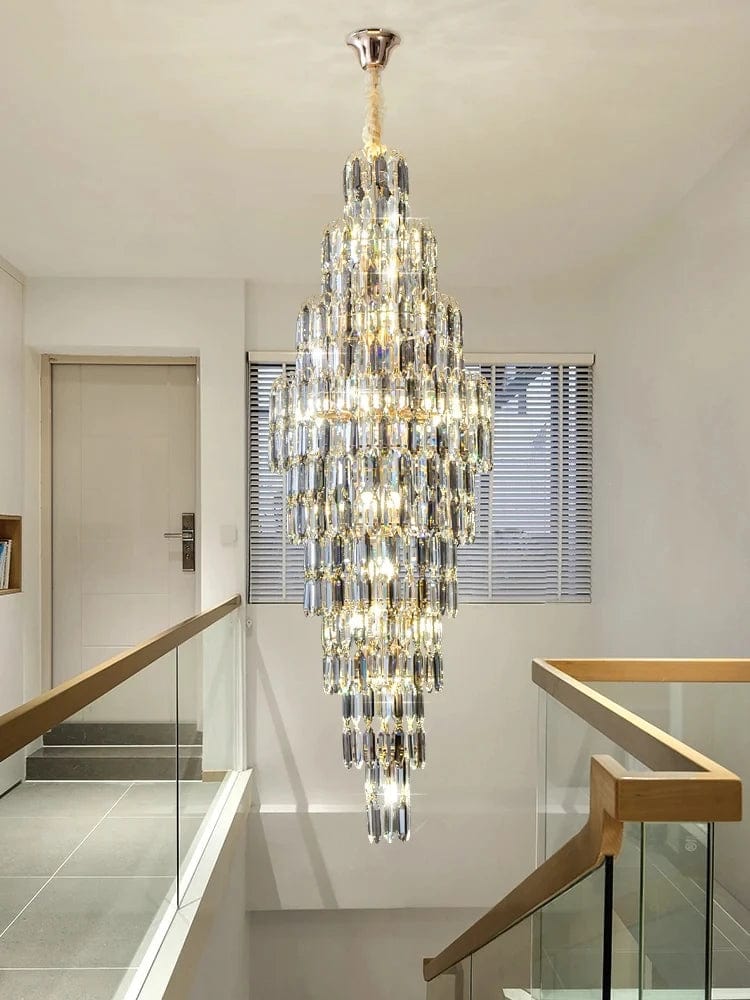 Rose Crystal Foyer Chandelier H47.24" (120 cm) / Warm light / Amber Modern Chandelier