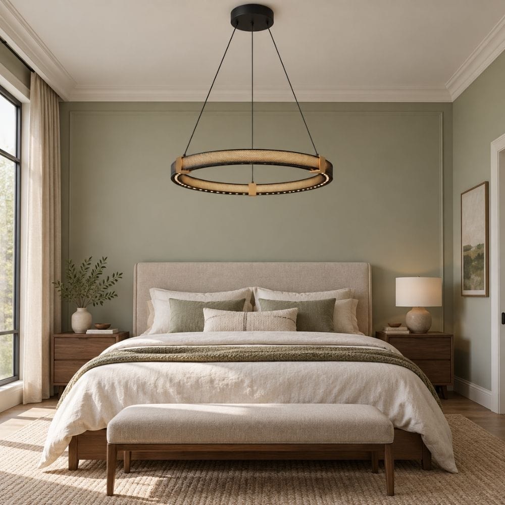 Rovian Contemporary Industrial Ring LED Chandelier 1 Ring – D23.6" / Warm Light 3000K Modern Chandelier