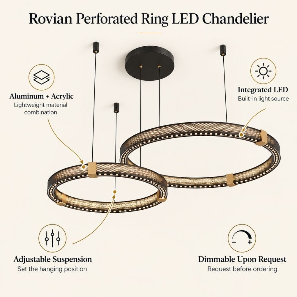 Rovian Contemporary Industrial Ring LED Chandelier Modern Chandelier