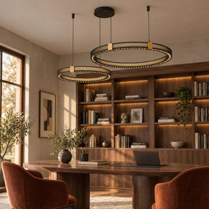 Rovian Contemporary Industrial Ring LED Chandelier 2 Rings – D23.6" + D31.4" / Warm Light 3000K Modern Chandelier