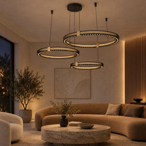 Rovian Contemporary Industrial Ring LED Chandelier 3 Rings – D19.6" + D23.6" + D31.4" / Warm Light 3000K Modern Chandelier