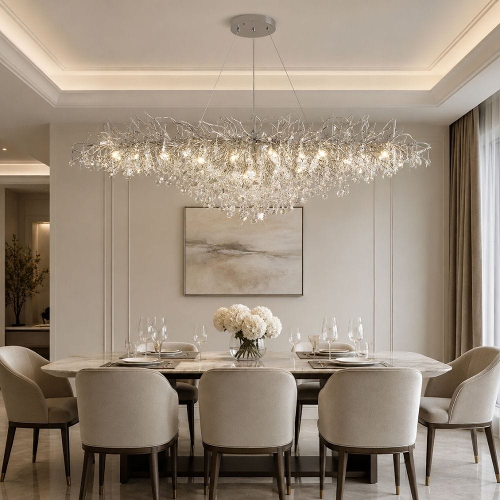 Royal Branch Crystal Chandelier Chrome / L 39.37" (100 cm) / Warm White 3000K Modern Chandelier