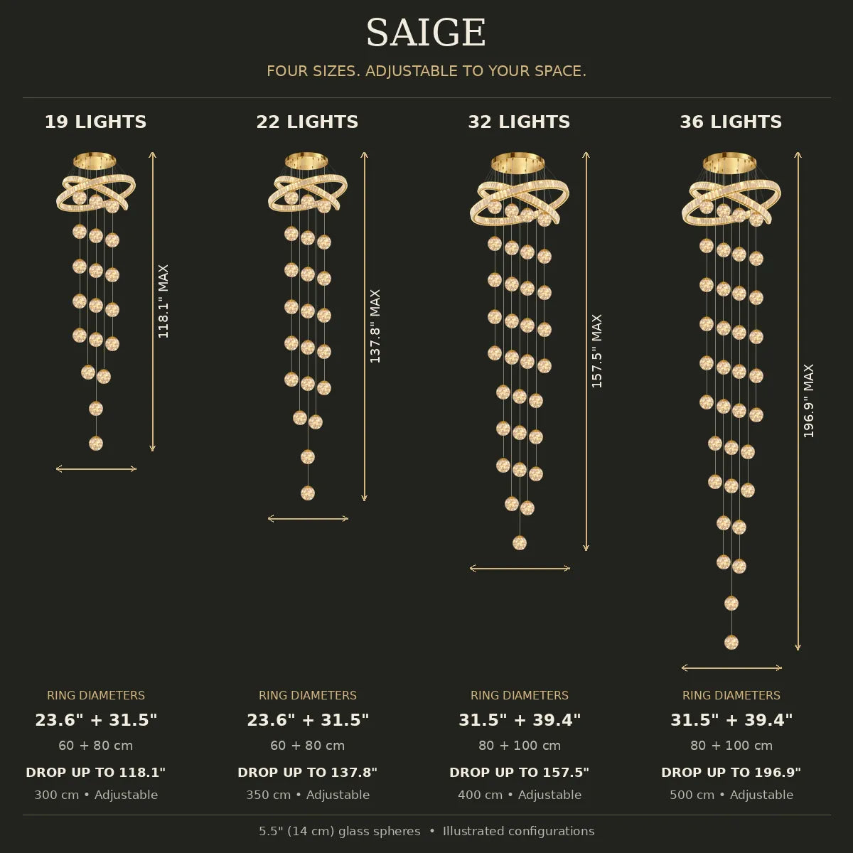 Saige Luxury Staircase Chandelier Modern Chandelier